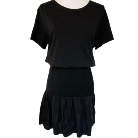 Nation LTD Kacy Cotton Smocked Dress Black Medium - Picture 1 of 8